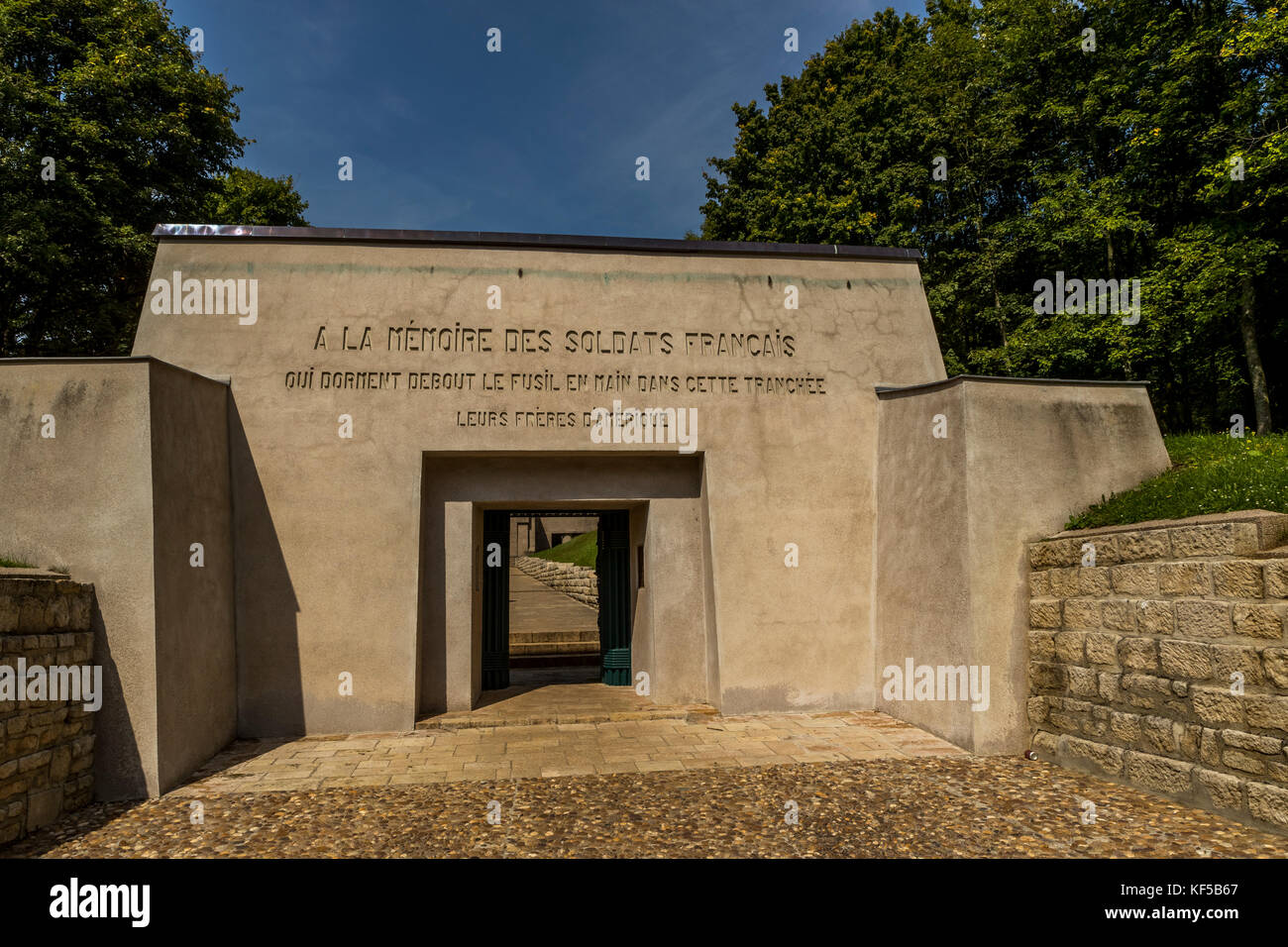 The Douaumont ossuary, national cemetery and memorial site, including Trench du Bayonet, France. Stock Photo