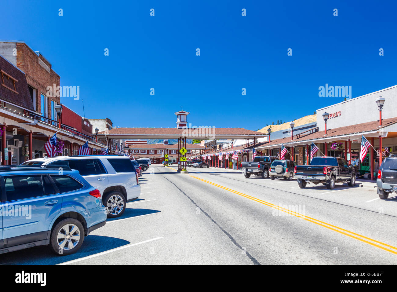 Covered crosswalk on Cottage Ave in downtown area of Cashmere a city in