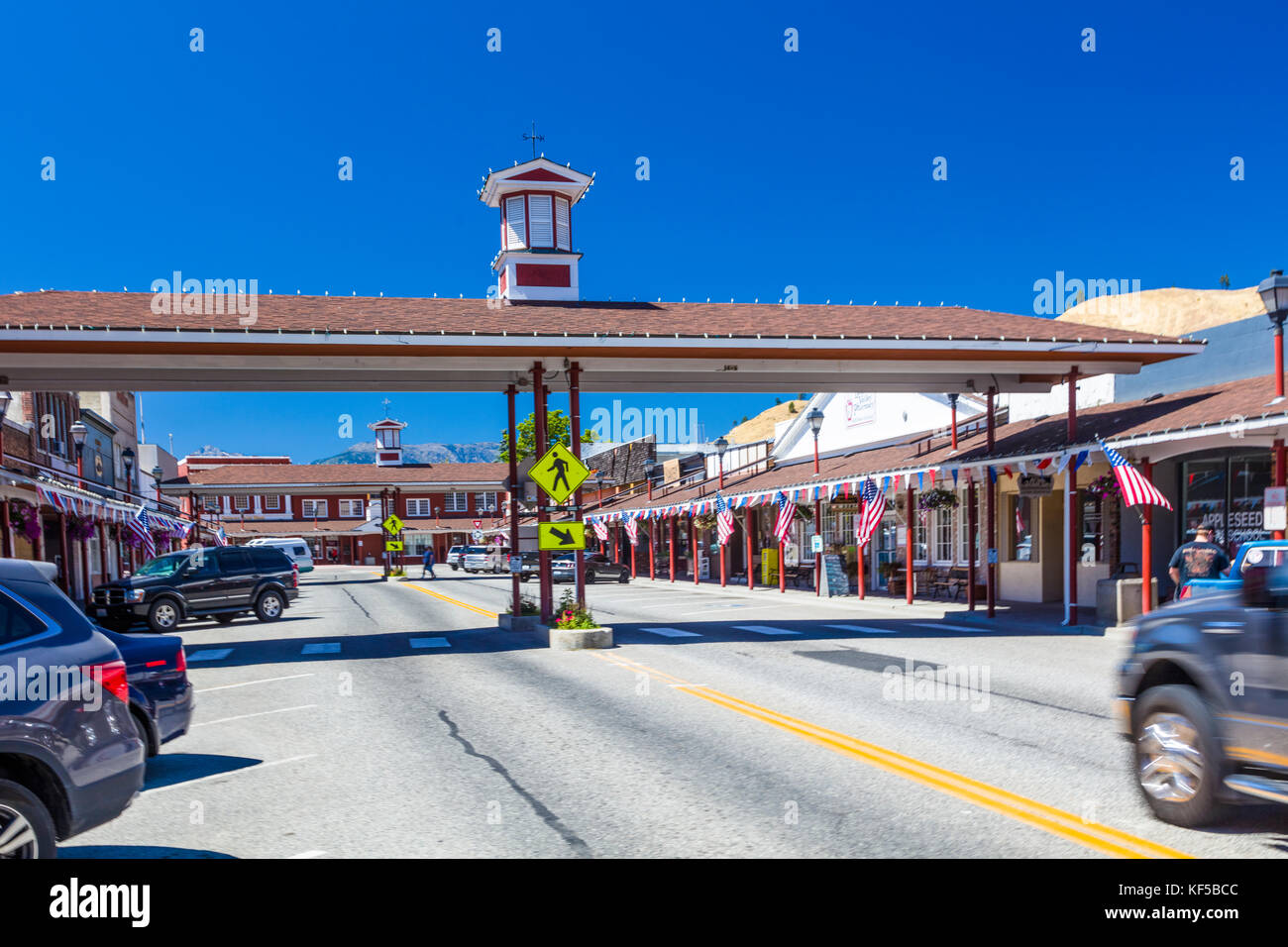 Covered crosswalk on Cottage Ave in downtown area of Cashmere a city in