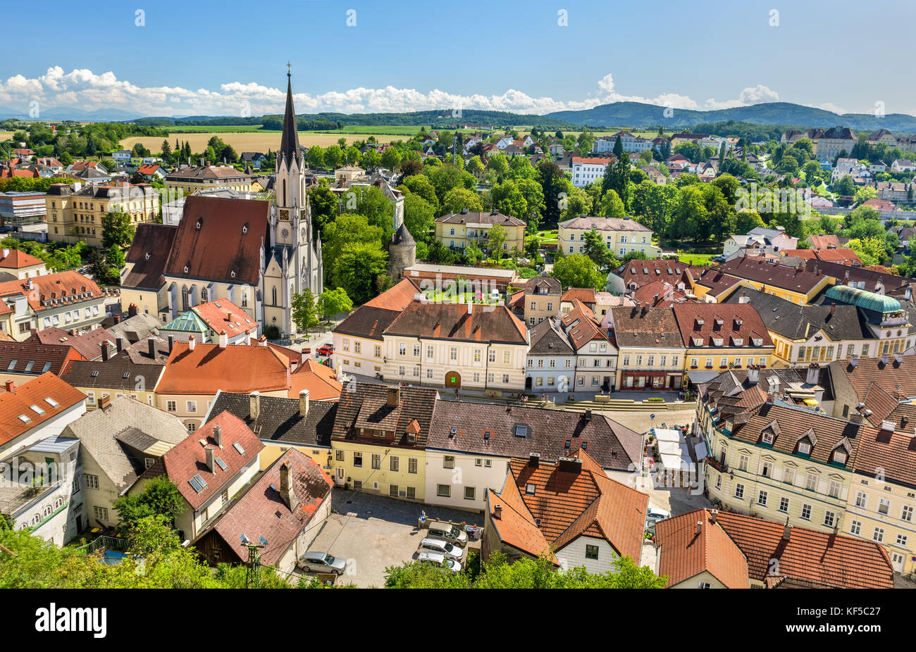 View of Melk town from the abbey. Austria Stock Photo