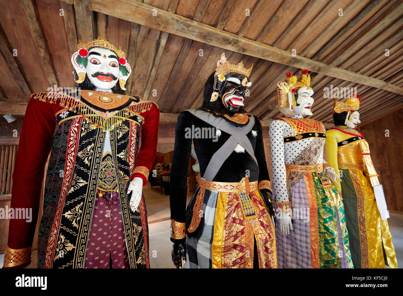 Barong Landung, traditional Balinese puppets. Setia Darma House of Masks and Puppets, Mas, Ubud, Bali, Indonesia. Stock Photo