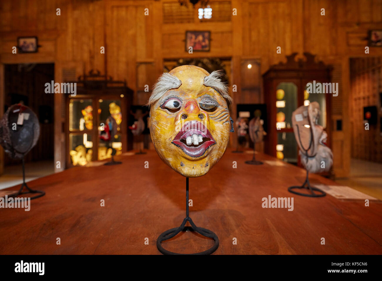 Jiweng (comic character) mask displayed in the Setia Darma House of Masks and Puppets. Mas, Ubud, Bali, Indonesia. Stock Photo