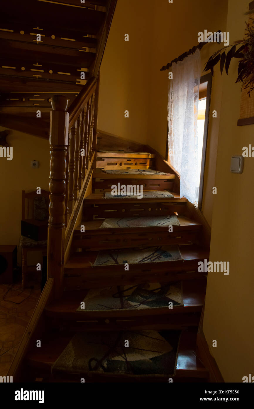 stairway in an eastern european country house, romania Stock Photo