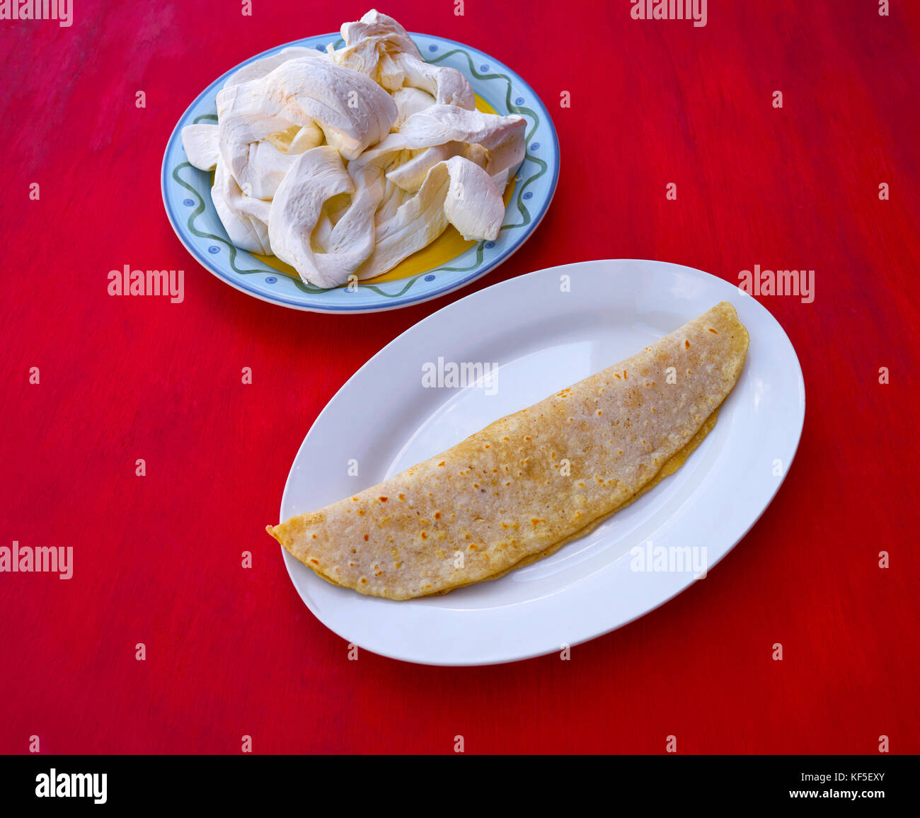 Oaxaca cheese quesadilla from Mexico on red background Stock Photo Alamy