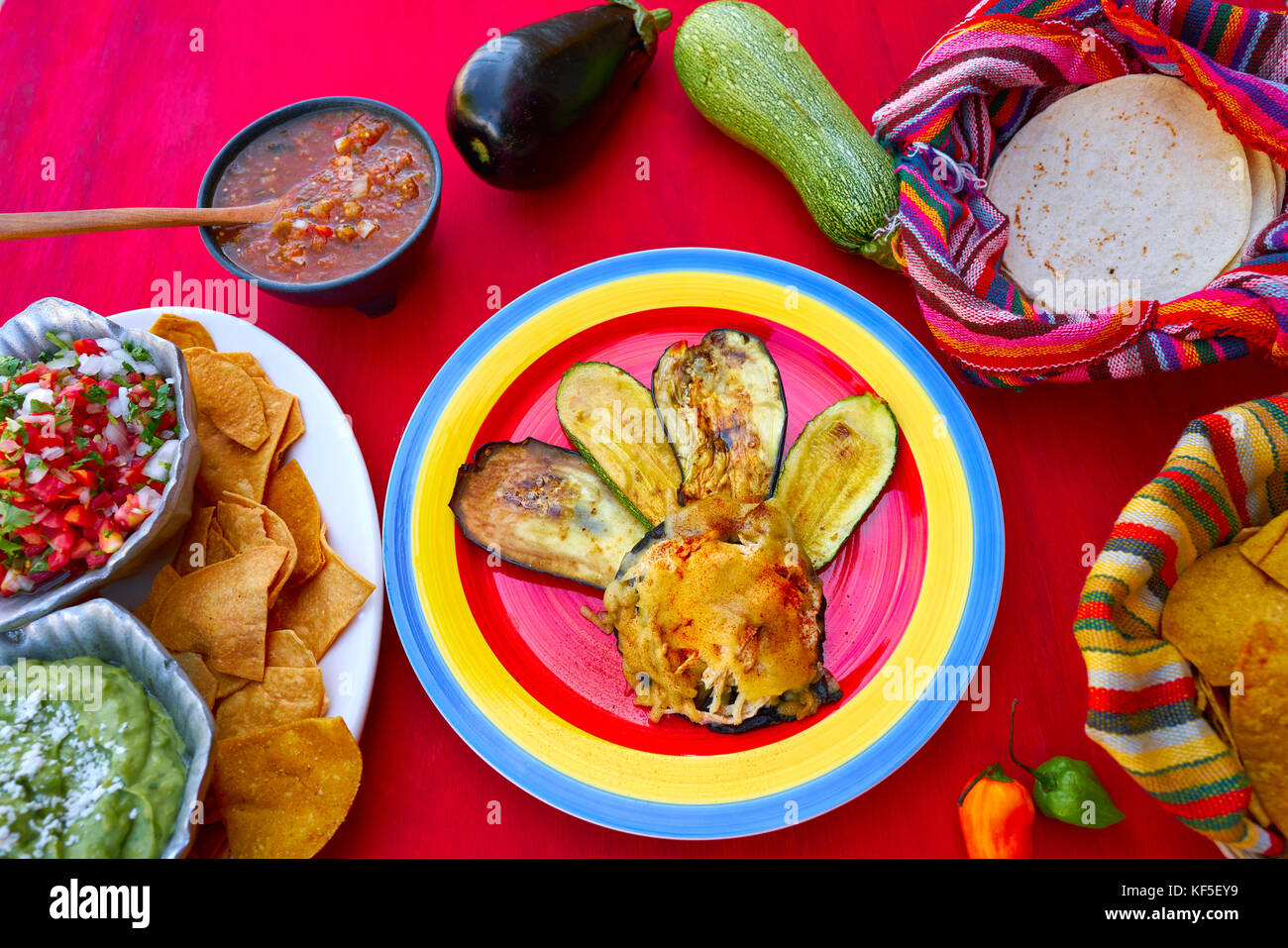 Portobello mushroom with cheese and aubergine eggplant Mexican recipe