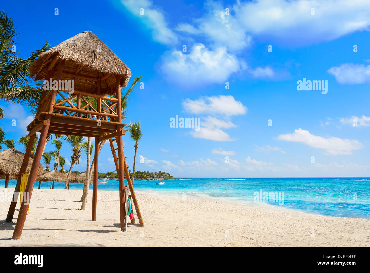 Akumal beach baywatck tower Caribbean in Riviera Maya of Mayan Mexico ...