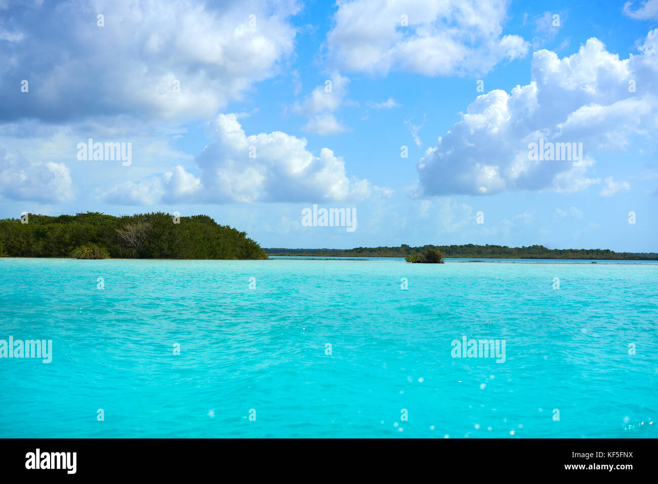 Laguna de Bacalar Lagoon in Mayan Mexico at Quintana roo Stock Photo