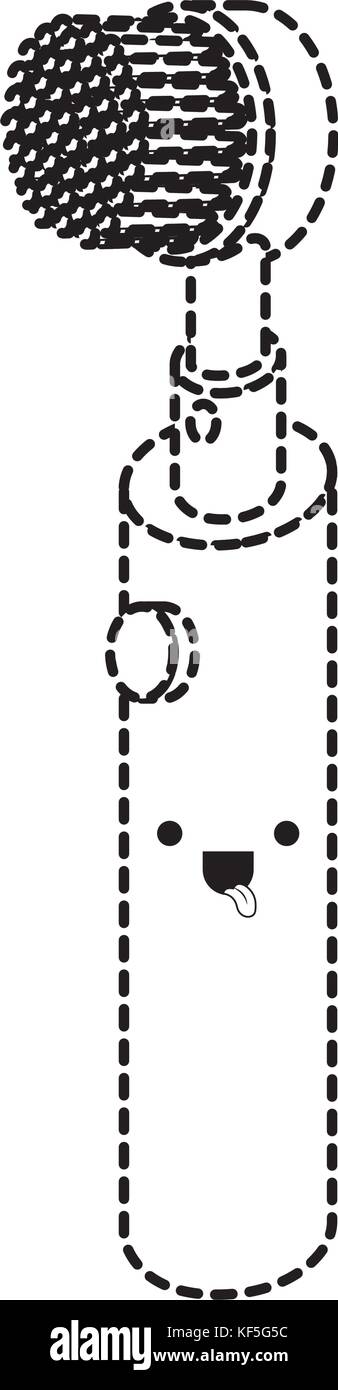 electric toothbrush kawaii in black dotted silhouette Stock Vector ...
