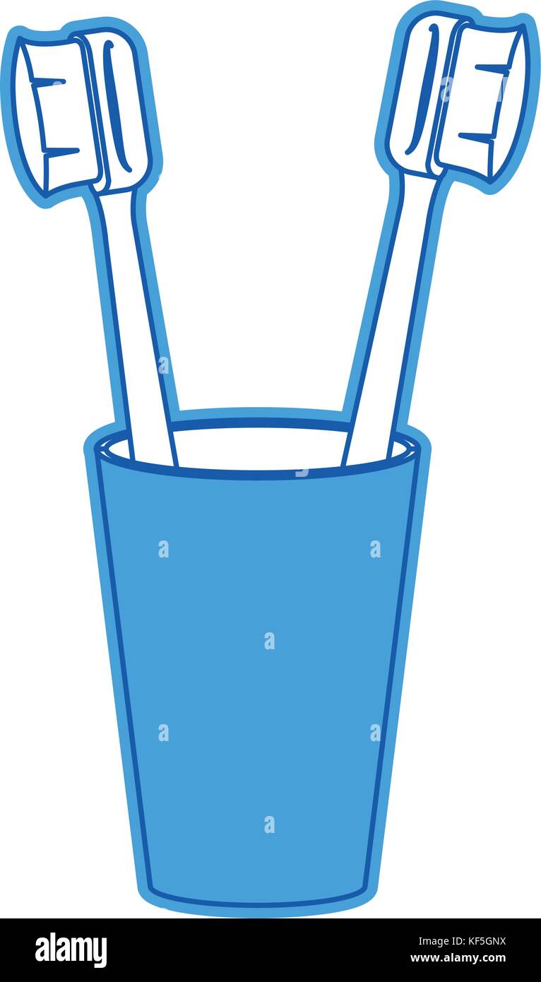 glass with two toothbrush in blue silhouette Stock Vector Image & Art ...