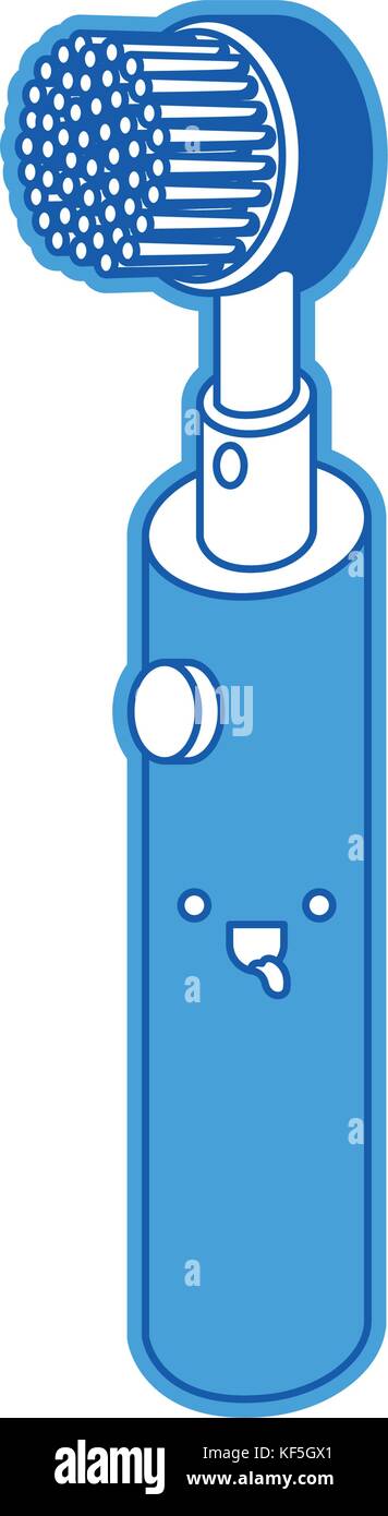 electric toothbrush kawaii in blue silhouette Stock Vector Image & Art ...