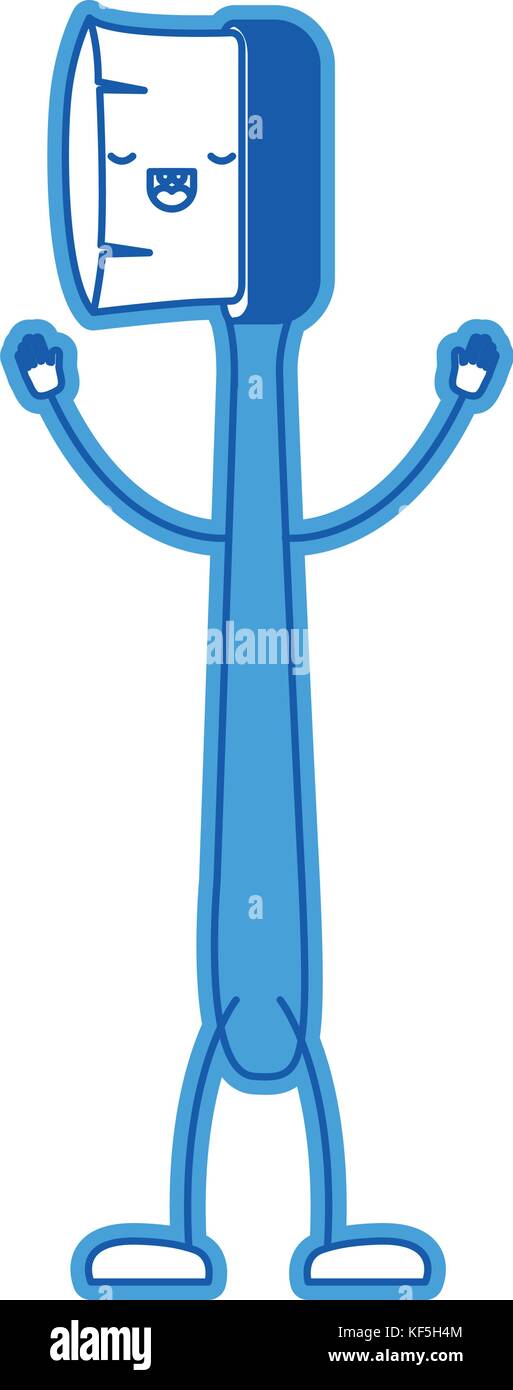 toothbrush cartoon in blue silhouette Stock Vector Image & Art - Alamy