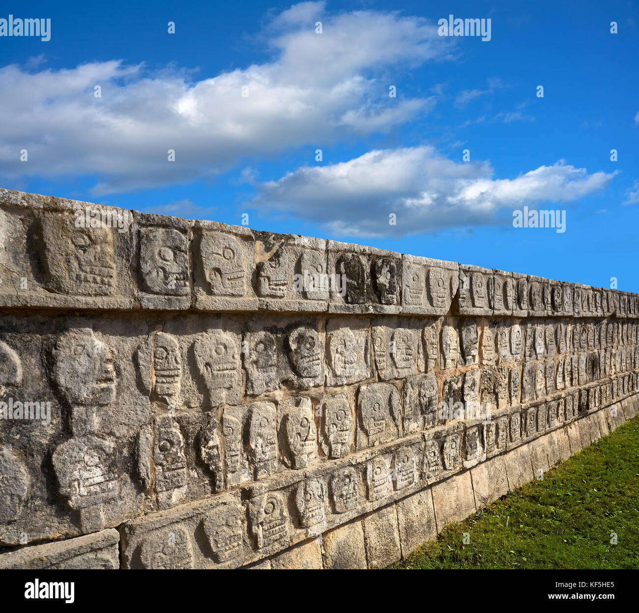 Chichen Itza Tzompantli the Wall of Skulls in Mexico Yucatan Stock Photo