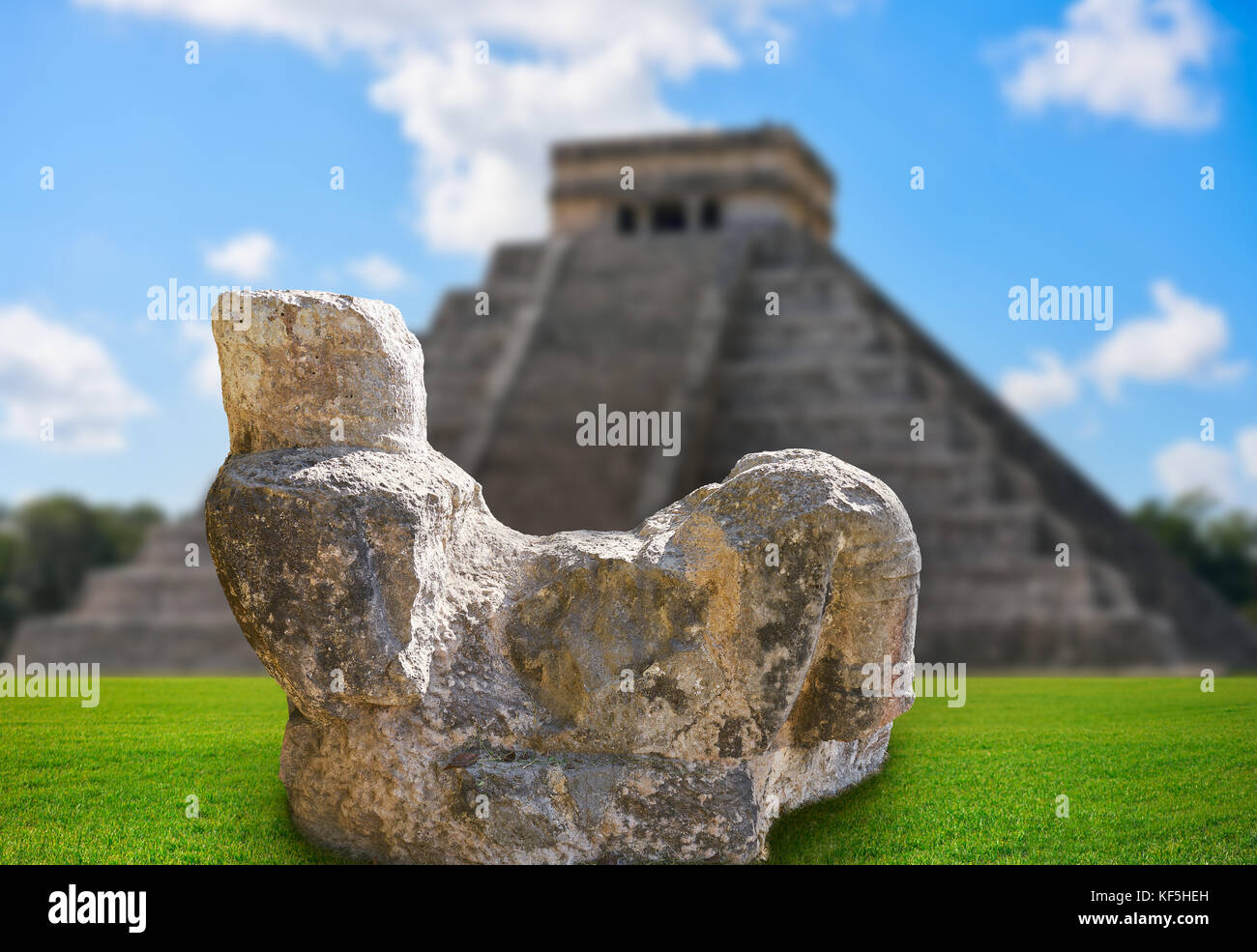 Chichen Itza Chac Mool sculpture at Yucatan Mexico photo-illustration Stock Photo