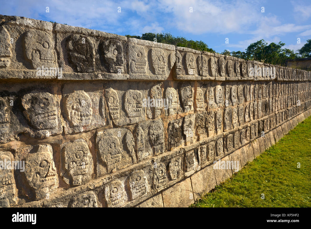 Chichen Itza Tzompantli the Wall of Skulls in Mexico Yucatan Stock Photo