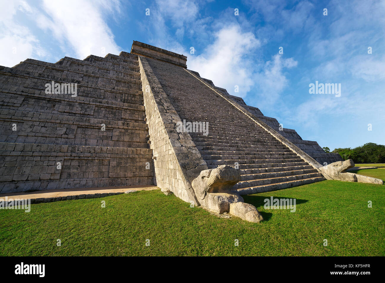 Chichen Itza pyramid snake El Templo Kukulcan temple in Mexico Yucatan Stock Photo