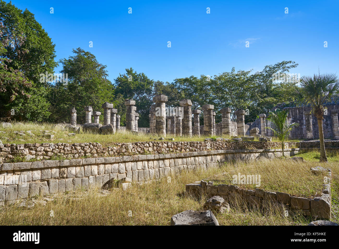 Chichen Itza one thousand columns temple at Yucatan Mexico Stock Photo