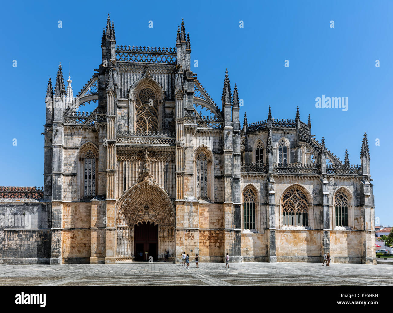 Medieval Batalha Monastery in Batalha, Portugal, a prime example of Portuguese Gothic architecture, UNESCO World Heritage site, started in 1386 Stock Photo