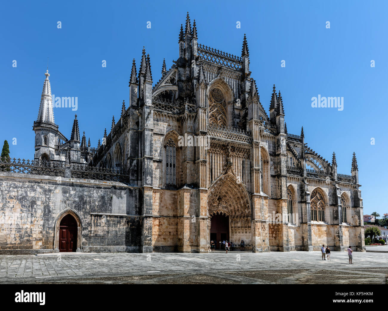 Medieval Batalha Monastery in Batalha, Portugal, a prime example of Portuguese Gothic architecture, UNESCO World Heritage site, started in 1386 Stock Photo