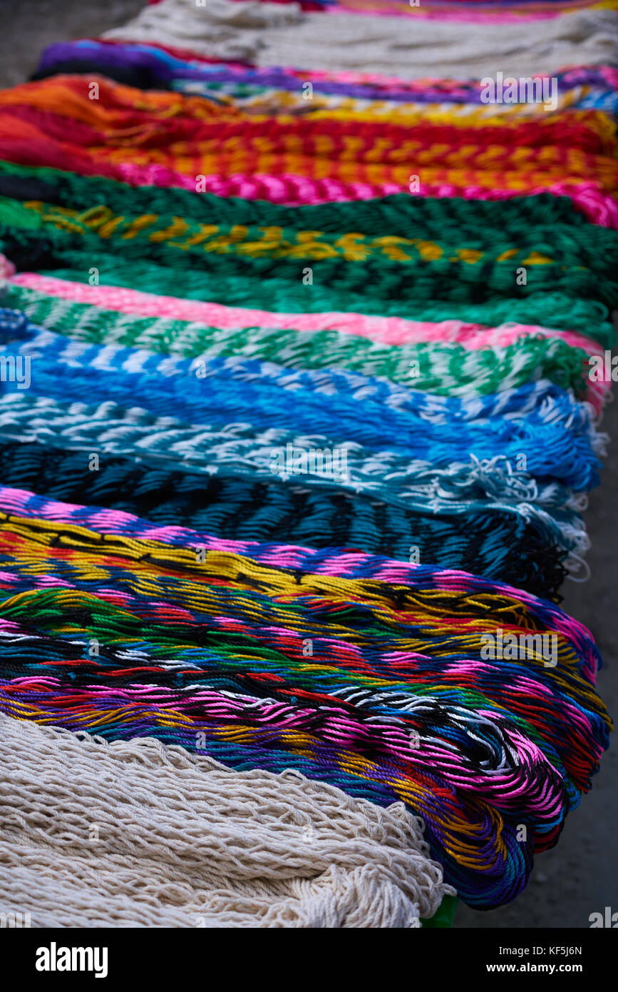 Chichen itza colorful hammocks in outdoor shop Mexico Yucatan Stock Photo Alamy