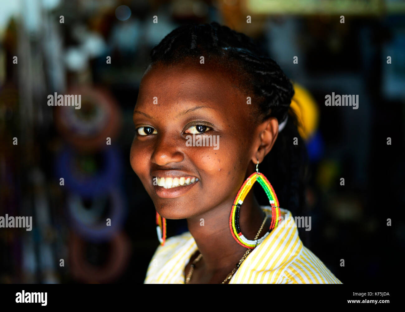 Portrait of a smiling Tanzanian woman Stock Photo Alamy