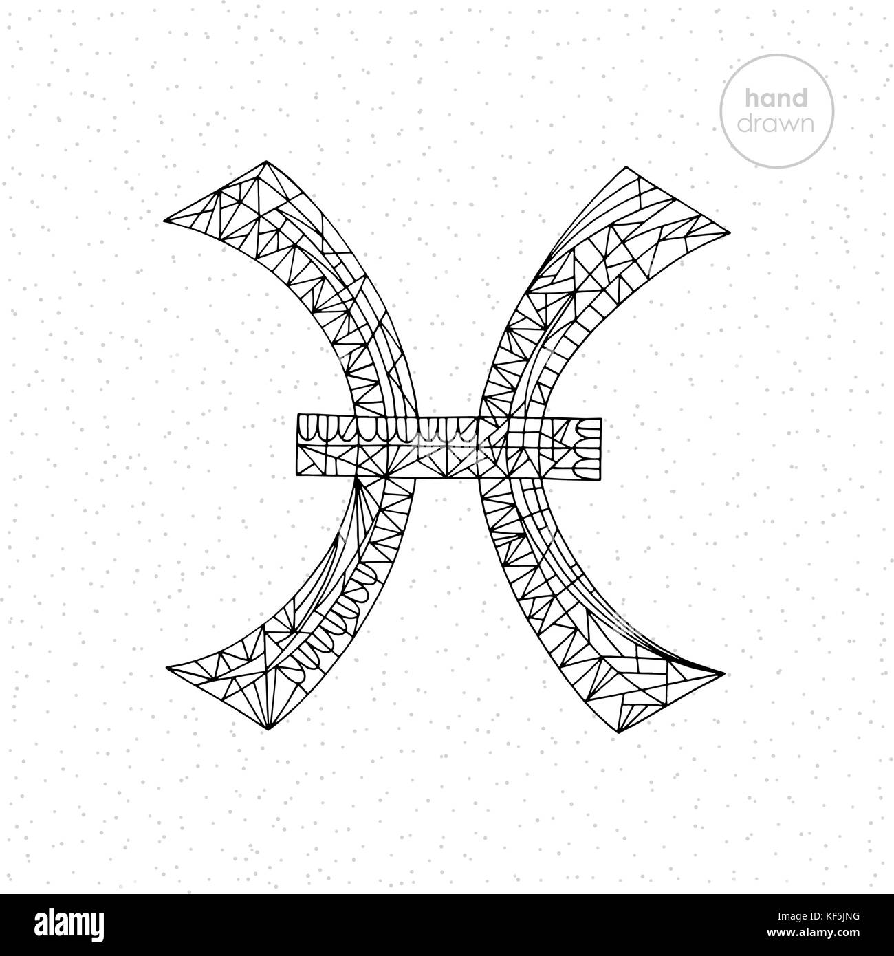 Pisces Zodiac Sign Collection Vector Hand Drawn Horoscope Series Illustration Astrological Coloring Page Stock Vector Image Art Alamy