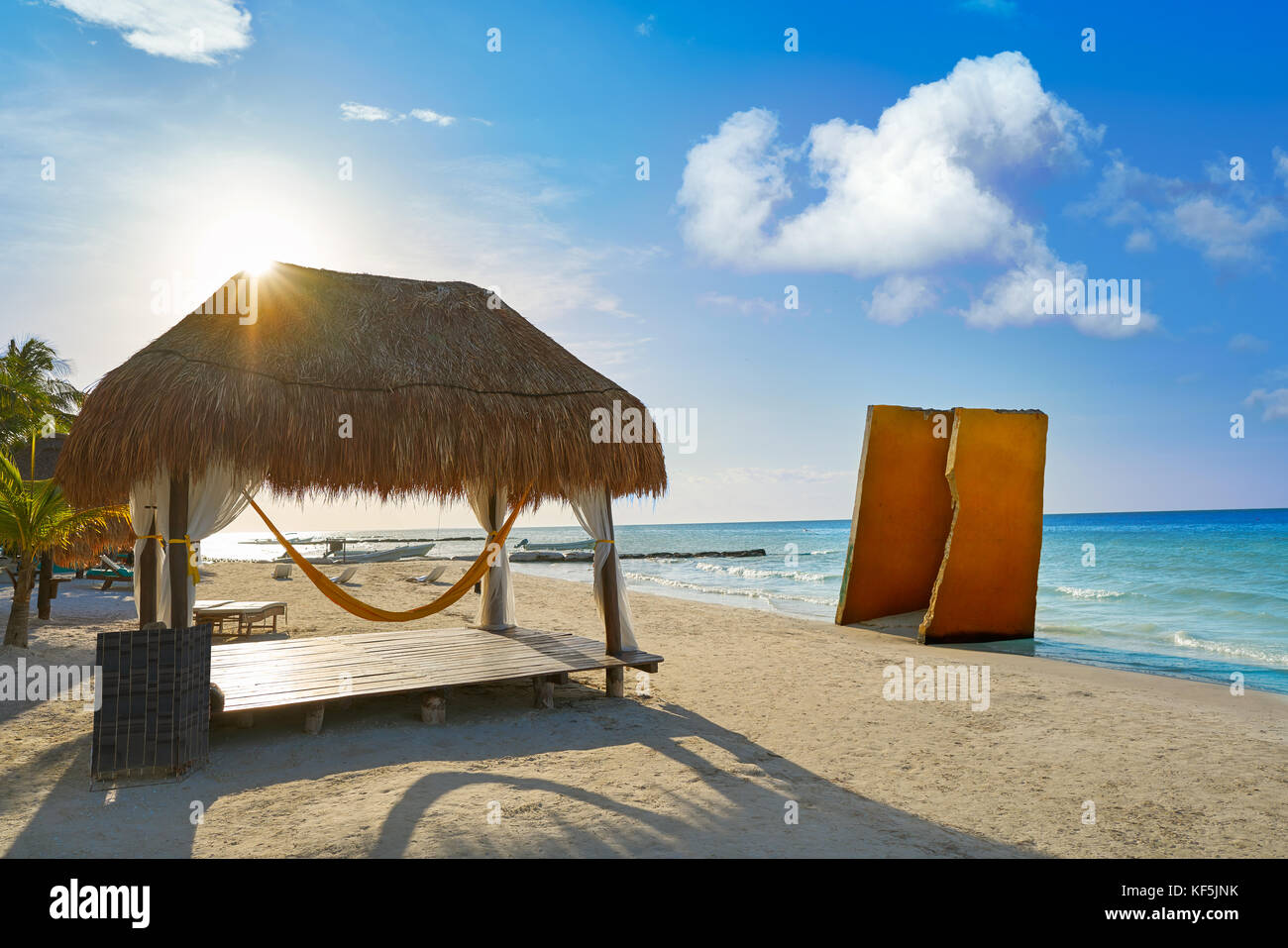 Holbox tropical Island beach gazebo in Quintana Roo of Mexico Stock ...