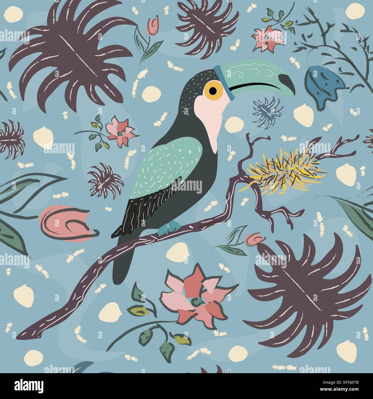 Bird Toucan Seamless Pattern. Vector illustration Stock Vector Image ...