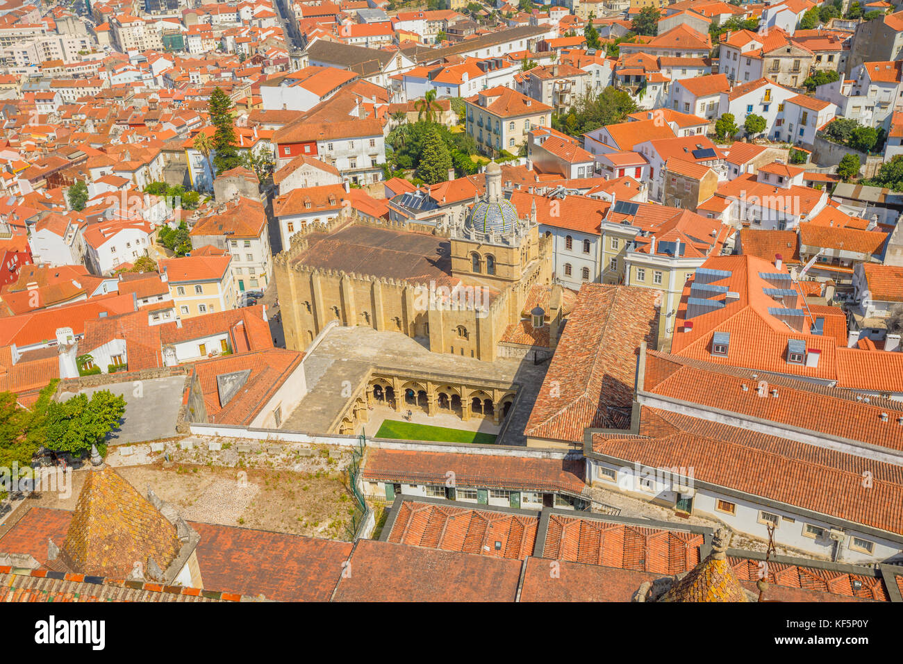Coimbra Cathedral aerial Stock Photo