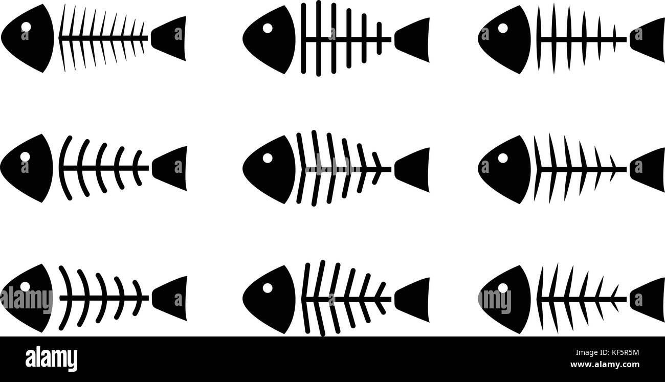 Set of fish bone icons, vector design Stock Vector
