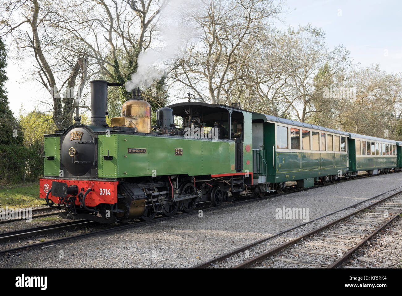 Bay of the Somme Railway, Picardy France. Steam hauled train at Le Crotoy Stock Photo