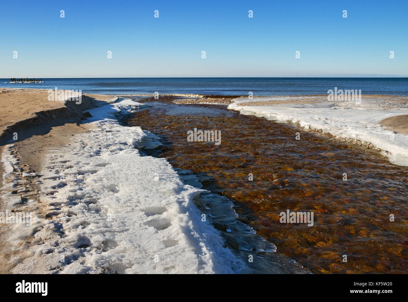 Small river flows into the Baltic sea in a spring time Stock Photo - Alamy
