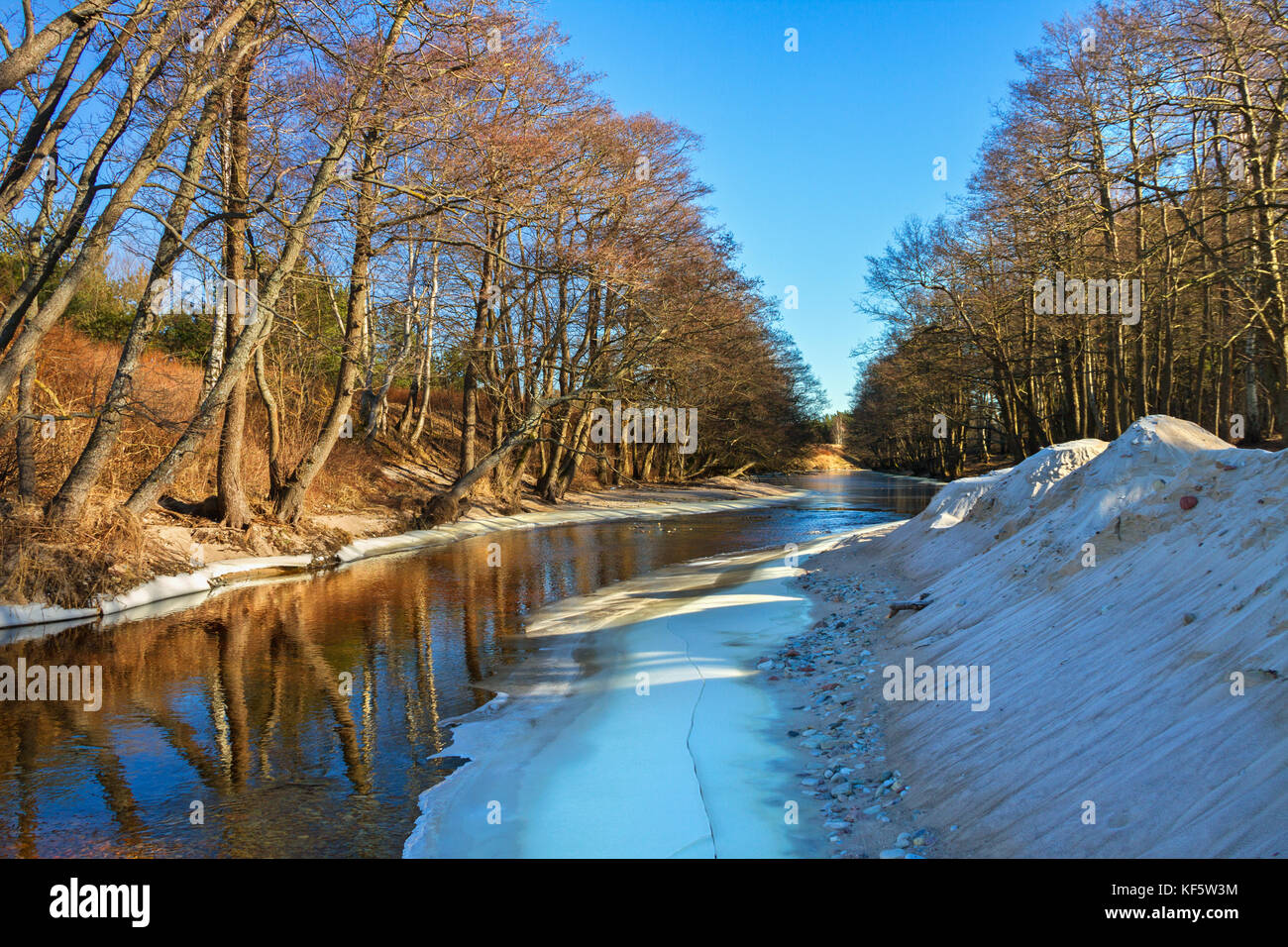 Small river flows into the Baltic sea in a spring time Stock Photo - Alamy