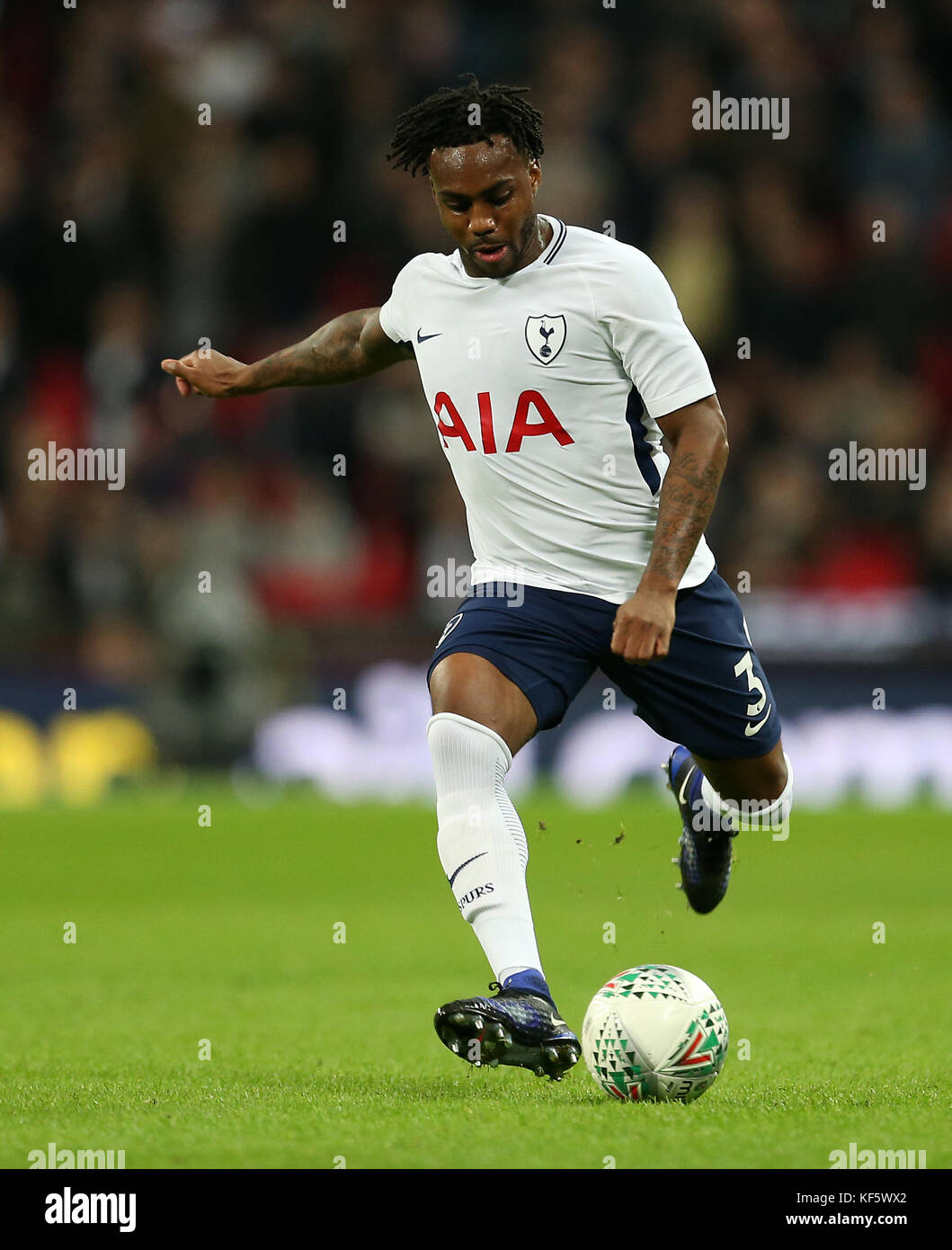 Tottenham Hotspur's Danny Rose during the Carabao Cup, Fourth Round match at Wembley, London. PRESS ASSOCIATION Photo. Picture date: Wednesday October 25, 2017. See PA story SOCCER Tottenham. Photo credit should read: Steven Paston/PA Wire. RESTRICTIONS: No use with unauthorised audio, video, data, fixture lists, club/league logos or 'live' services. Online in-match use limited to 75 images, no video emulation. No use in betting, games or single club/league/player publications. Stock Photo