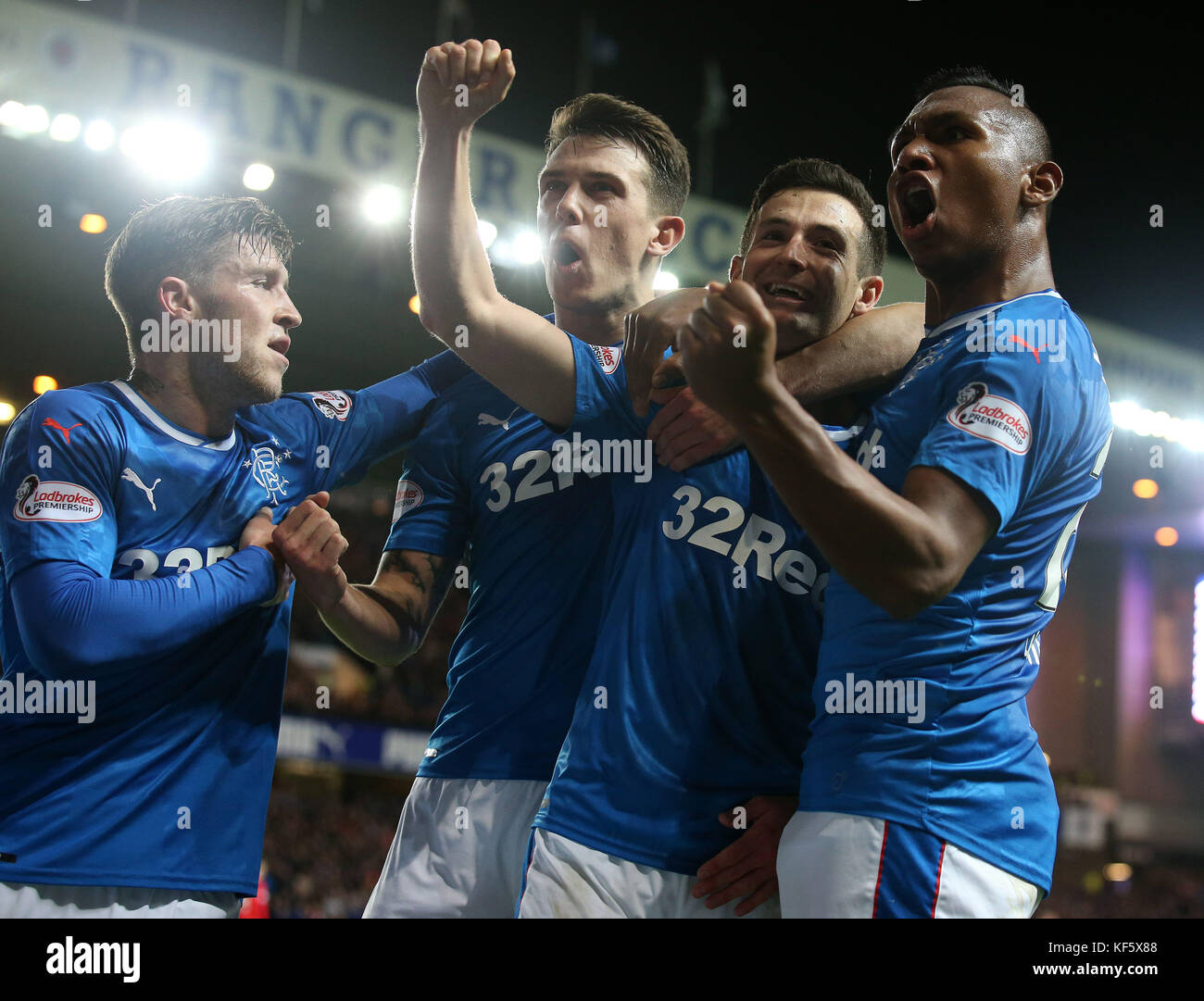 Jason Scotland Rangers Rangers Jason Holt (second right) celebrates scoring his side's first ...
