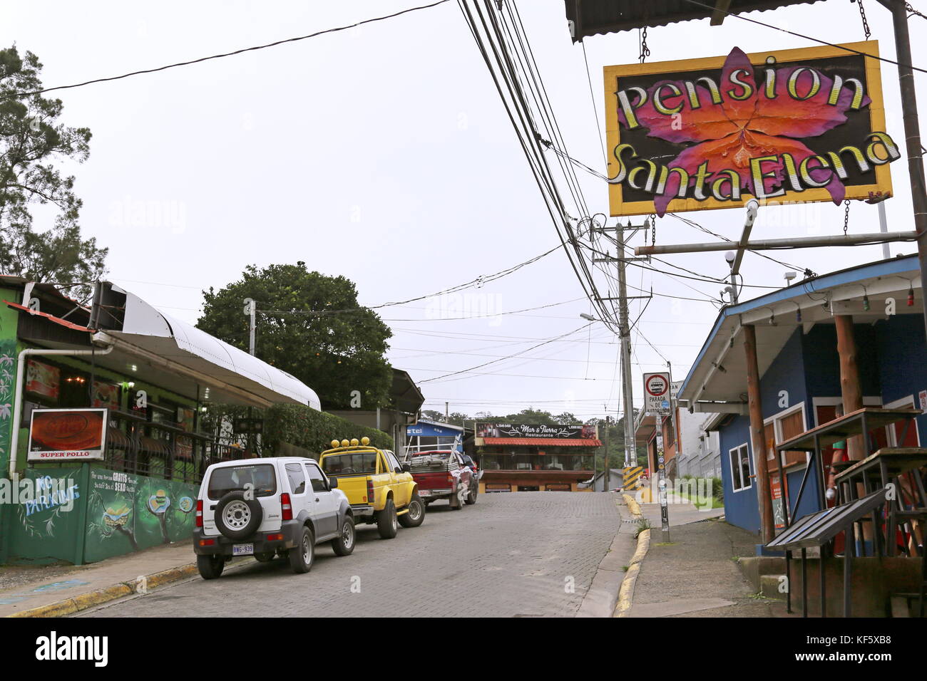 Town centre, Santa Elena (Monteverde), Puntarenas province, Costa Rica, Central America Stock Photo
