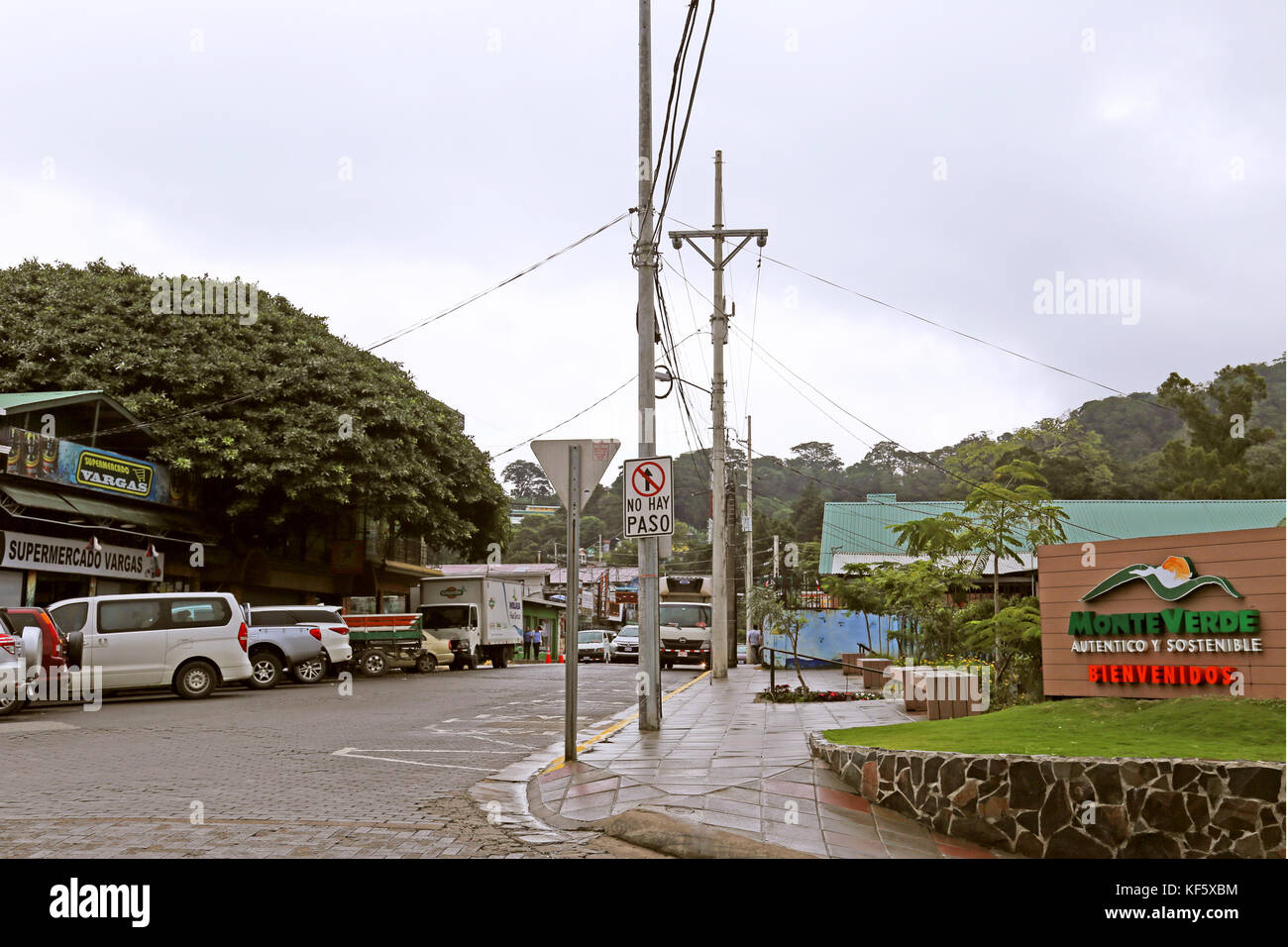 Town centre, Santa Elena (Monteverde), Puntarenas province, Costa Rica, Central America Stock Photo