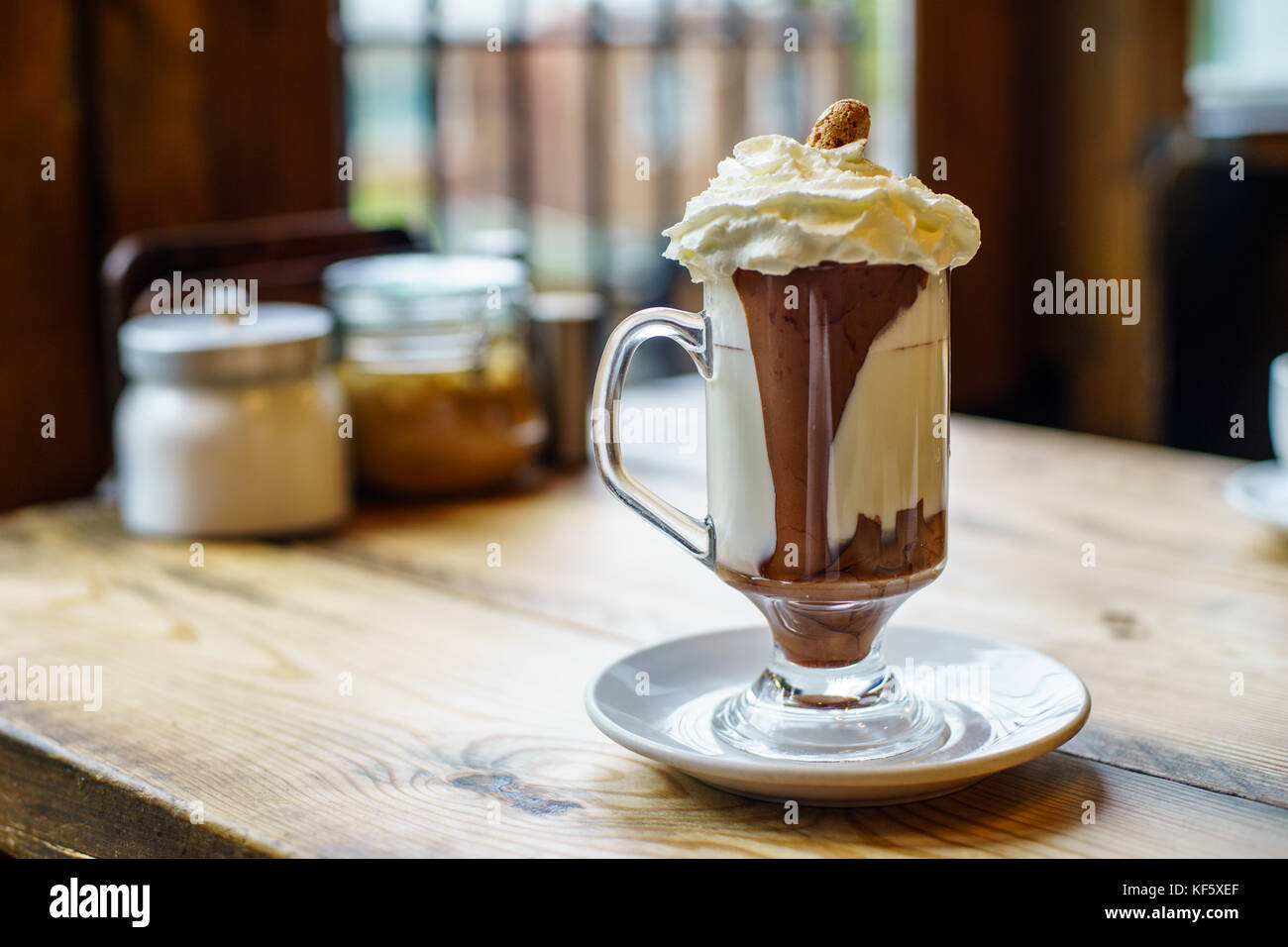 Coffee Mocca made by Nutella, Espresso and milk Stock Photo - Alamy