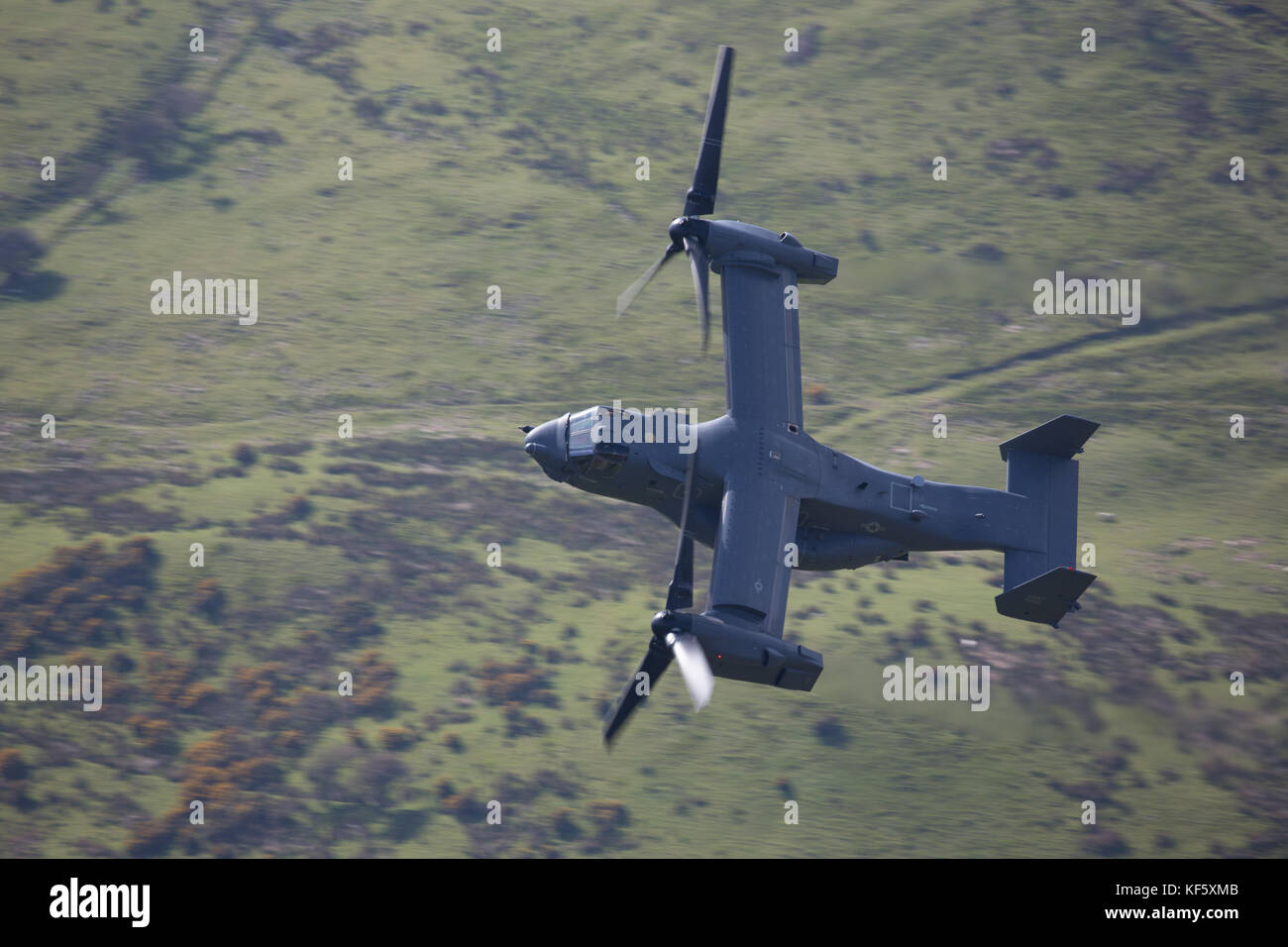 The Mach Loop in Wales is a military low level training location Stock Photo