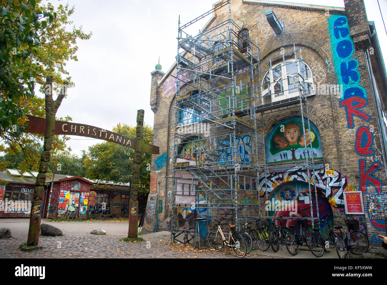 entrance of freestate Christiania in Copenhagen, Denmark Stock Photo