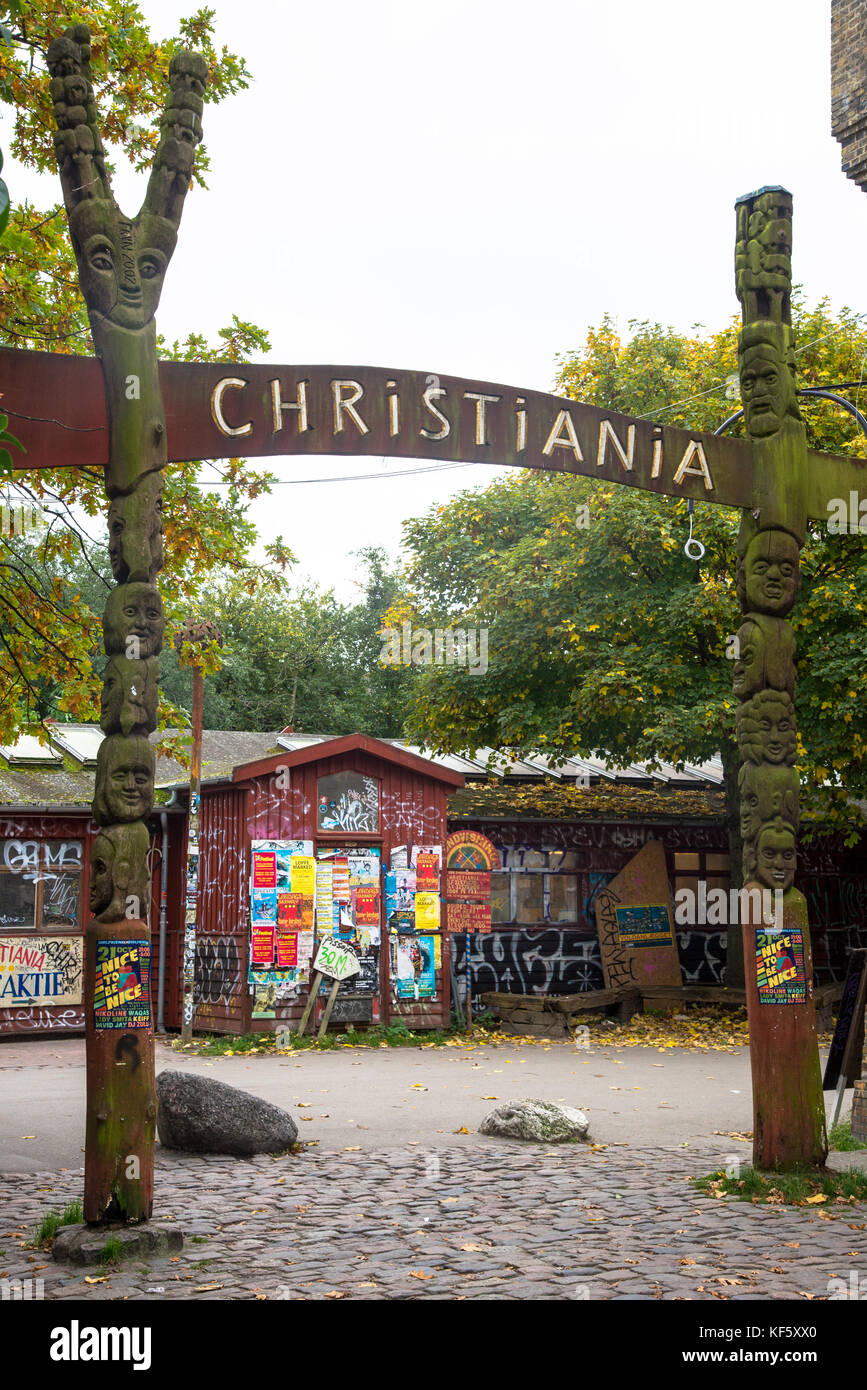 entrance of freestate Christiania in Copenhagen, Denmark Stock Photo