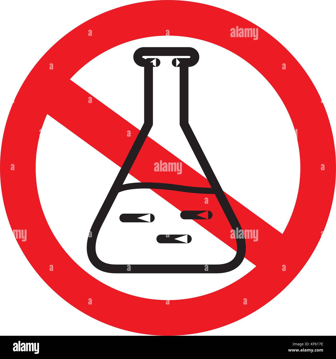 Forbidden sign with Chemical test tube Stock Vector. 