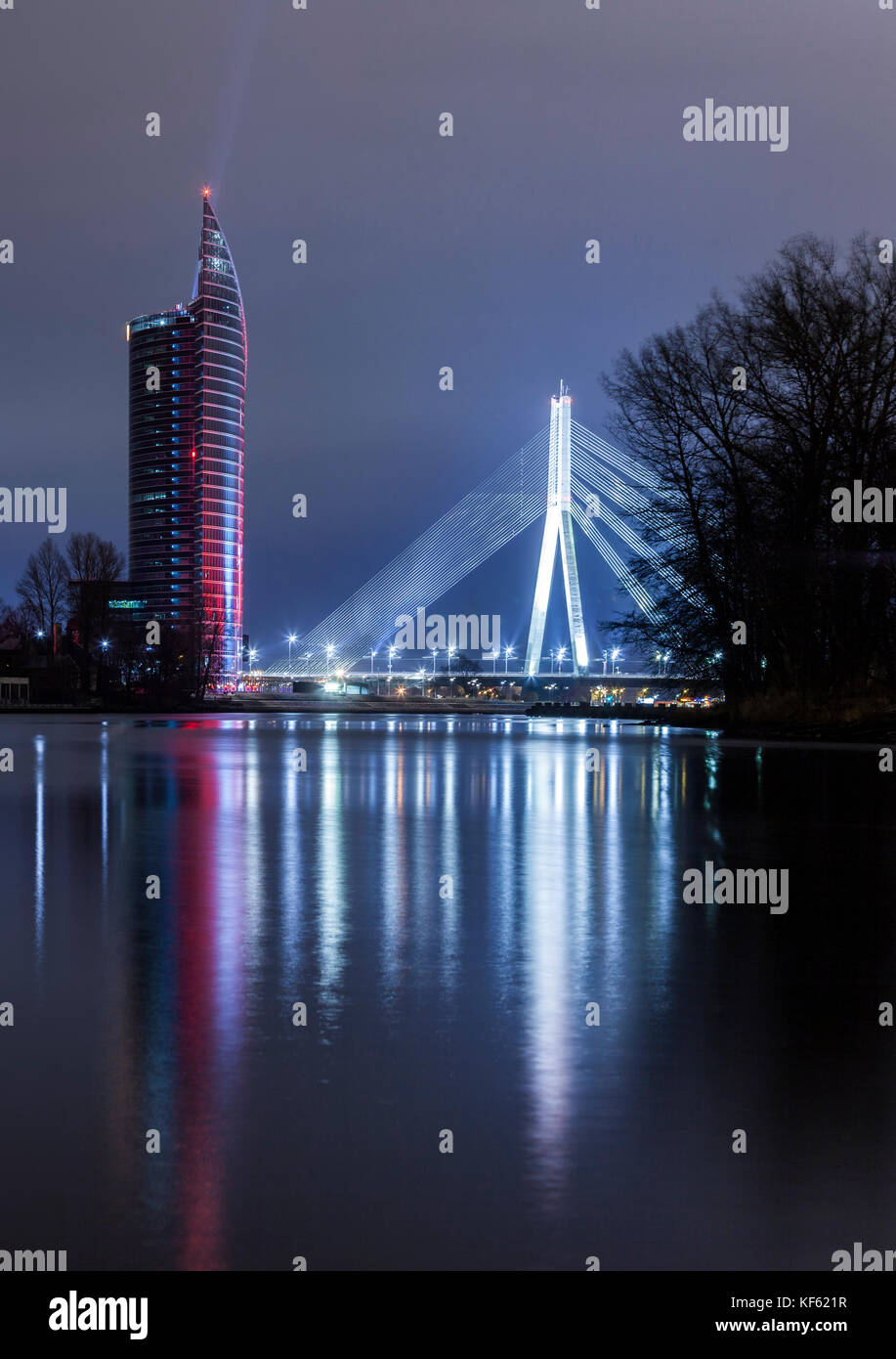 The light festival Staro Riga (Beaming Riga) celebrating anniver Stock Photo