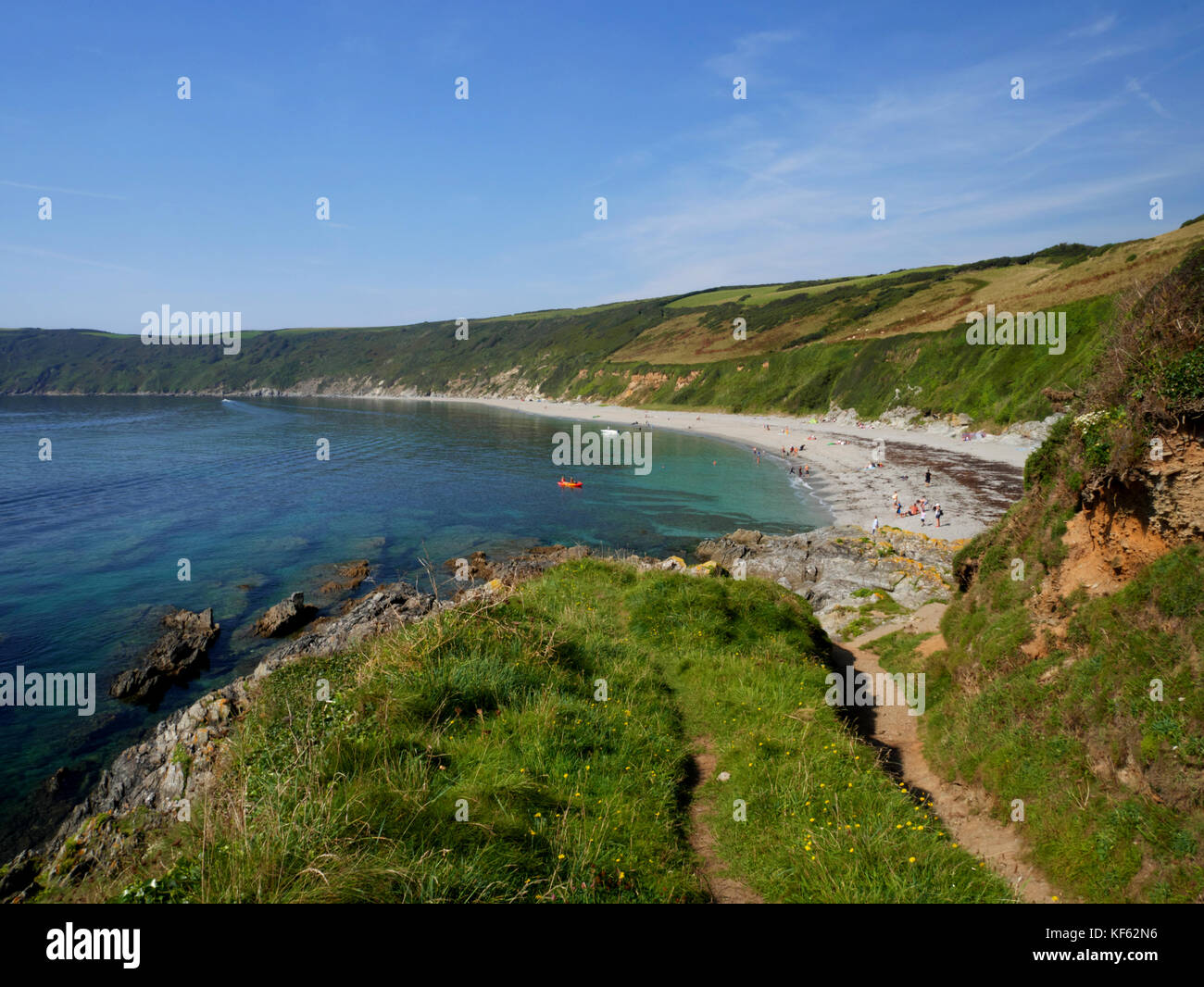 Vault Beach, near Gorran Haven, Cornwall.  Summer.  Served as a location for the film 'About Time' shot in 2012. Stock Photo