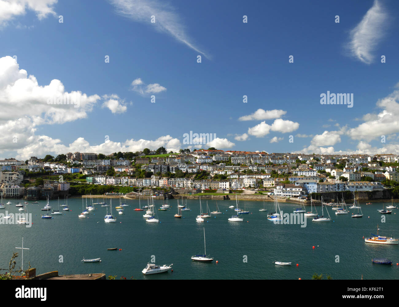 View of Falmouth, Cornwall, from the village of Flushing across the River Fal. Stock Photo