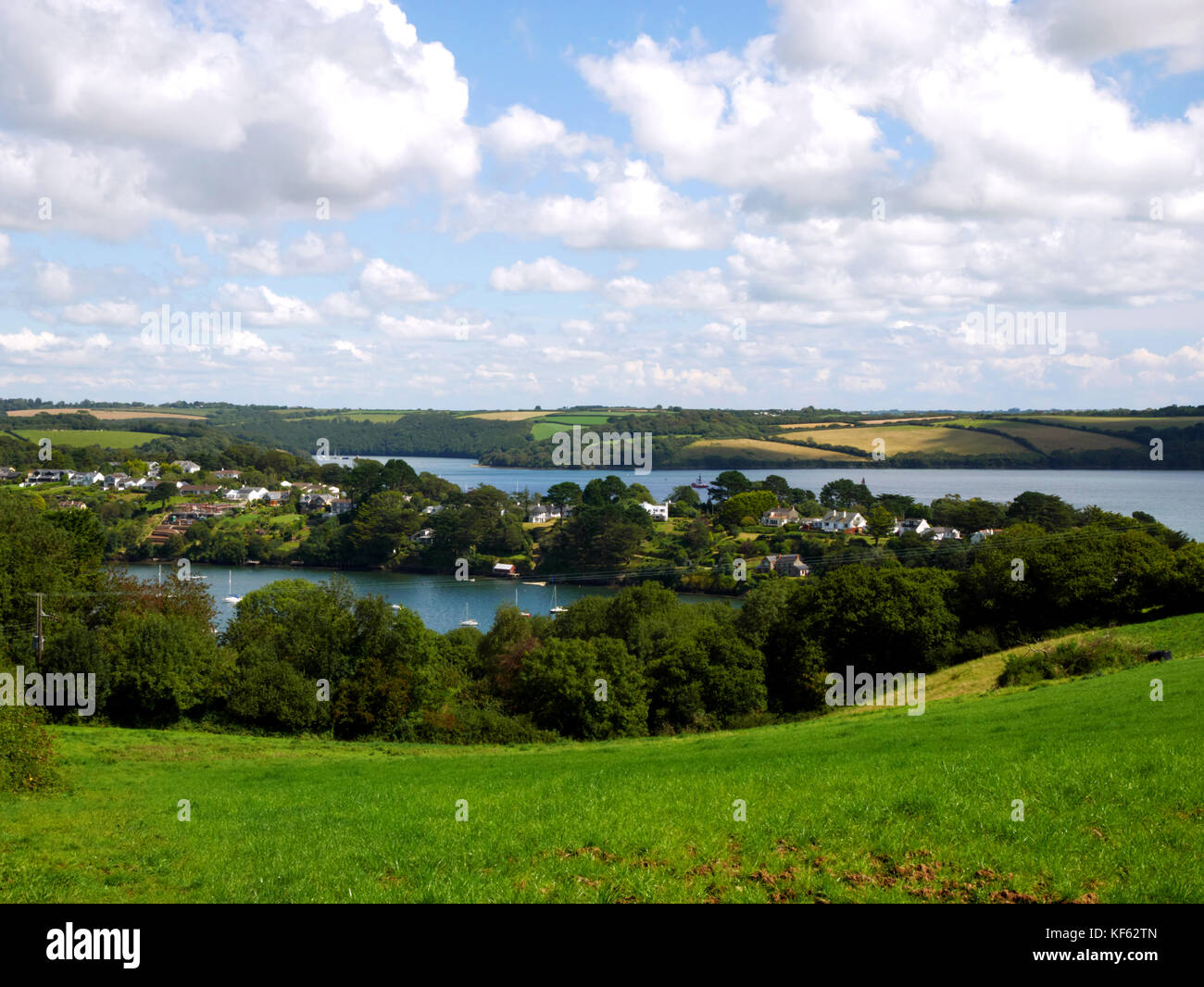 A view of Restronguet Creek and the River Fal from Restronguet Passage, Cornwall. Stock Photo