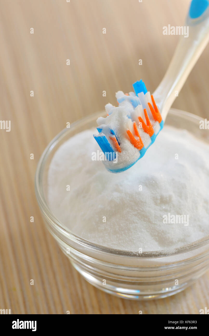 Baking soda used to brighten teeth and brush Stock Photo Alamy