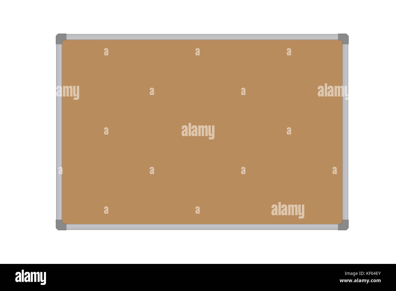 Realistic vector illustration of a blank cork whiteboard with aluminum frame, isolated on a white background Stock Vector