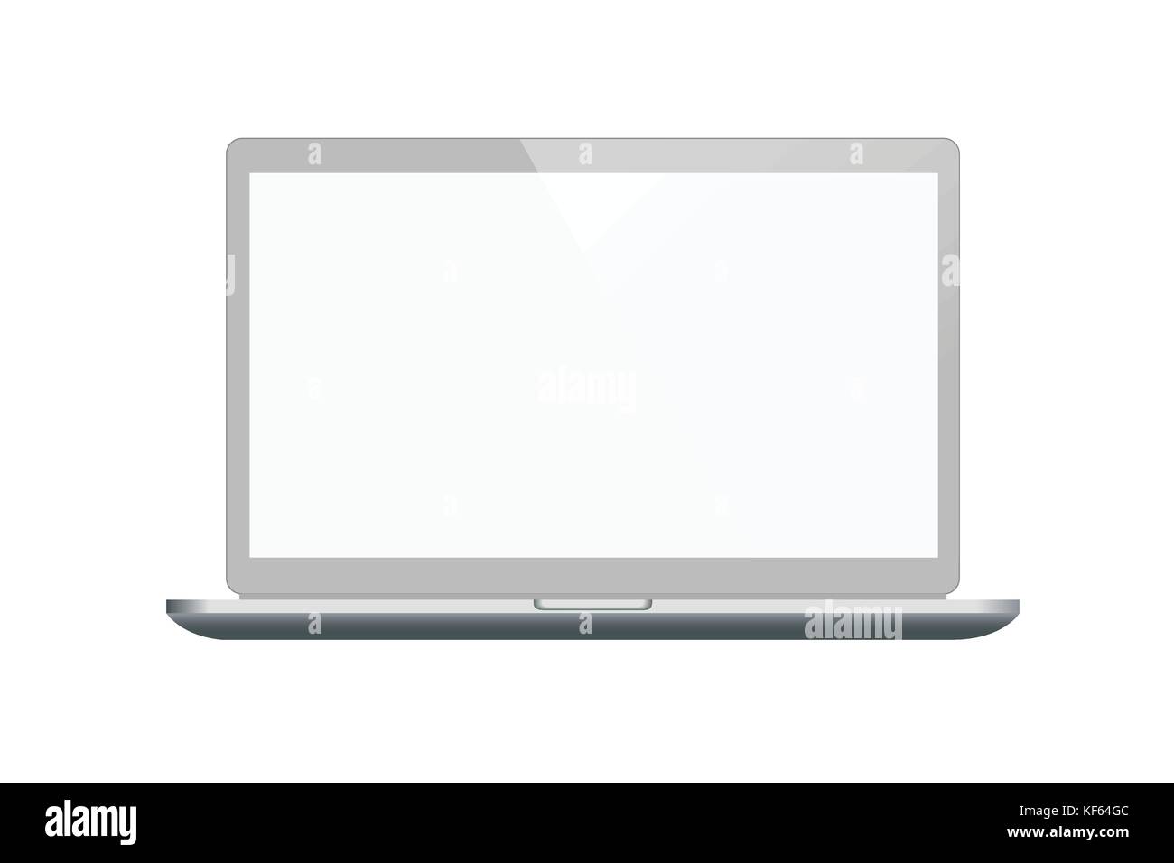 Realistic vector illustration of metal silver laptop with open blank display isolated on white background Stock Vector