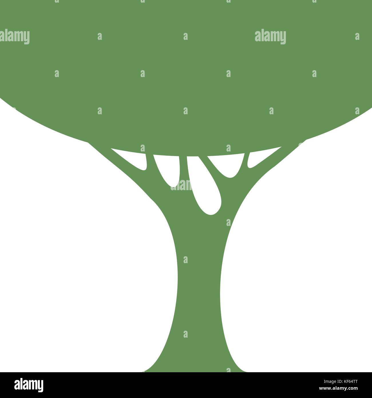 A vector green silhouette of a tree suitable for the infographic logo ...
