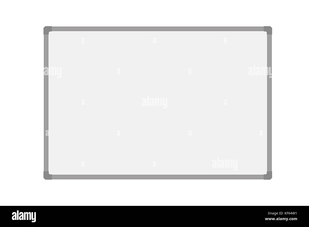 Realistic vector illustration of empty whiteboard with aluminum frame, isolated on white background Stock Vector